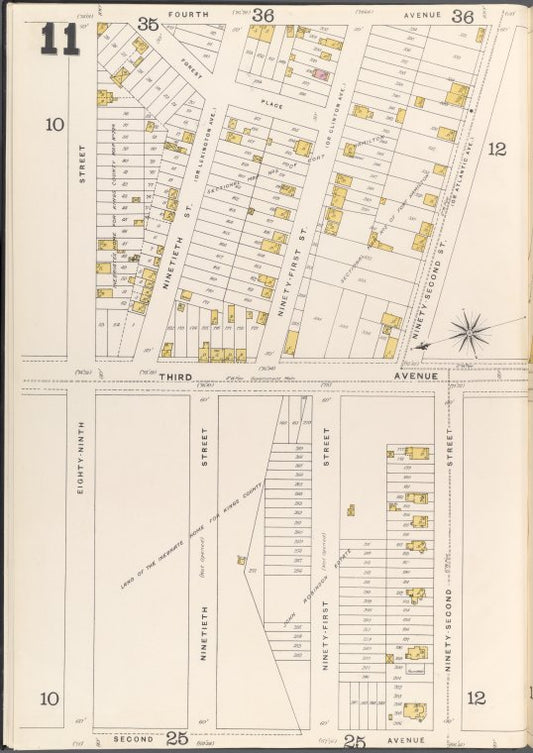 Brooklyn Vol. A Plate No. 11 [Map bounded by89th St., 90th St., 91st St., 92nd St.; Including 2nd Ave., 3rd Ave., 4th Ave.]