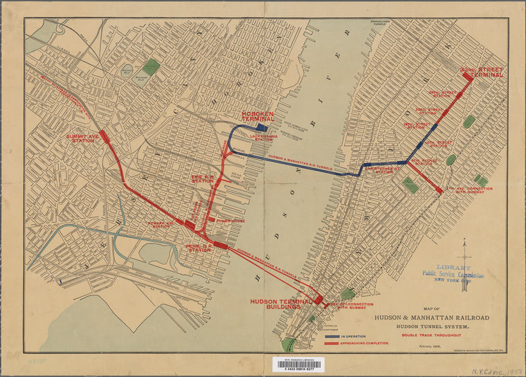 Map of Hudson & Manhattan Railroad Hudson tunnel system : double track throughout