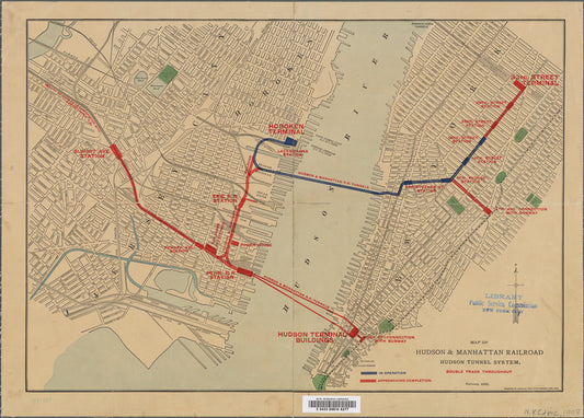 Map of Hudson & Manhattan Railroad Hudson tunnel system : double track throughout