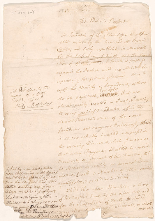 Editor’s Preface [to The Craftsmen : A sermon from the Independent Whig ....]