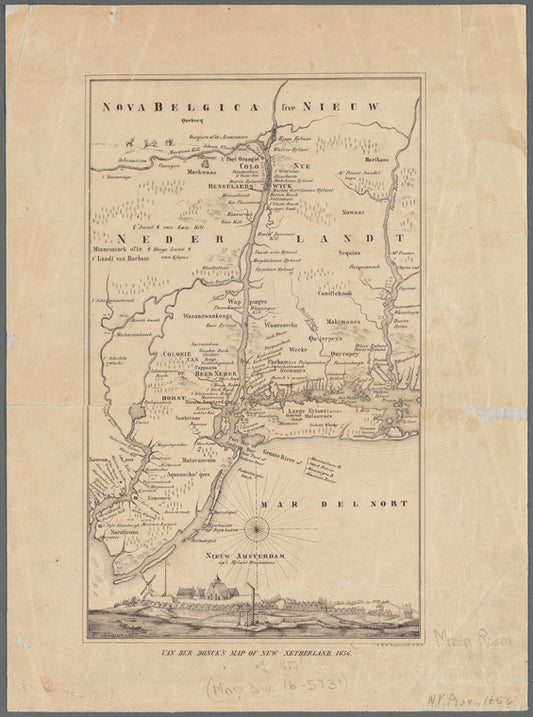 Van Der Donck's map of New Netherland, 1656