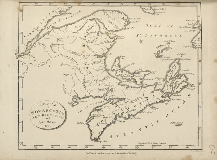A new map of Nova Scotia, New Brunswick and Cape Breton, 1794.