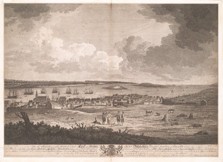 Part of the town and harbour of Halifax in Nova Scotia.