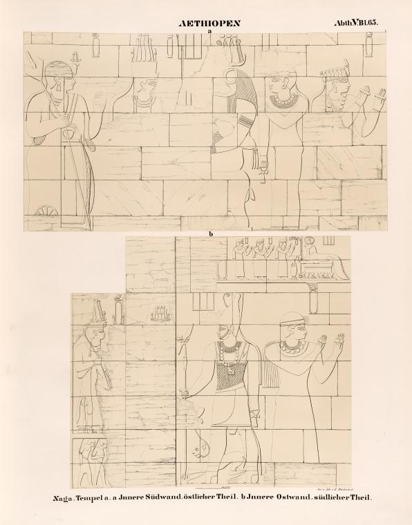 Aethiopen. Naga [Naqa]. Tempel a: a. Innere Südwand, östlicher Theil; b. Innere Ostwand, südlicher Theil.