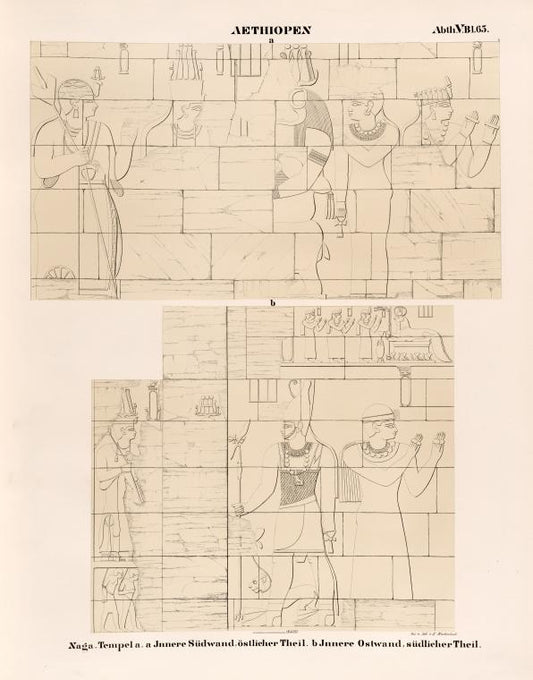 Aethiopen. Naga [Naqa]. Tempel a: a. Innere Südwand, östlicher Theil; b. Innere Ostwand, südlicher Theil.