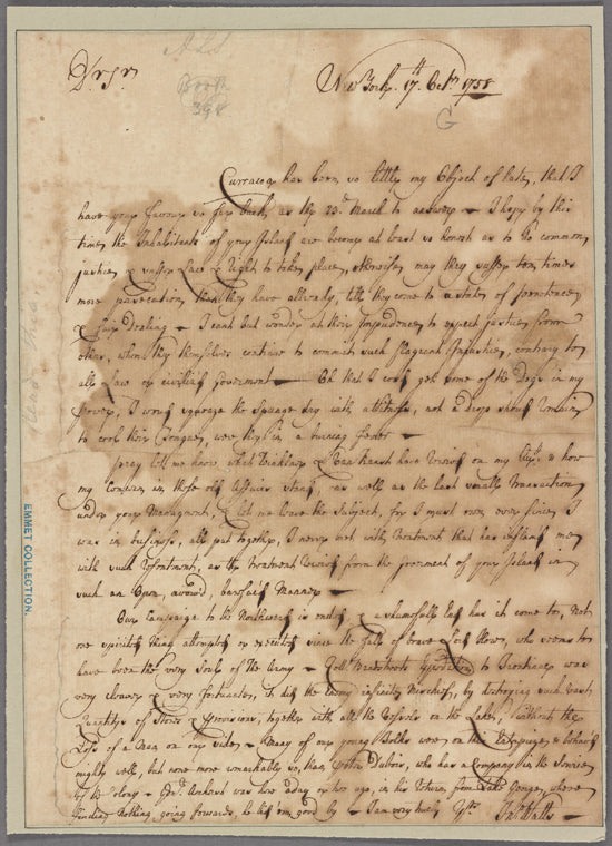 Letter to Isaac Governeur, Curracoa