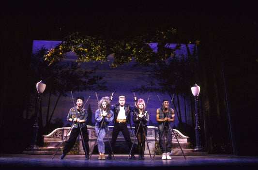 Actors (L-R) Sean Grant, Alice Yearsley, Anthony Galde, Anne-Marie Gerard and Jason Ma in a scene from the Broadway musical "Prince of Central Park." (New York)