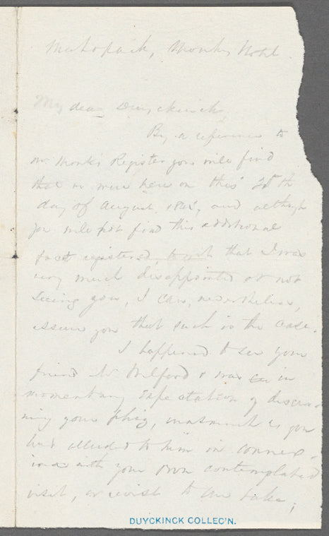 Letter to G. L. Duyckinck Esq.