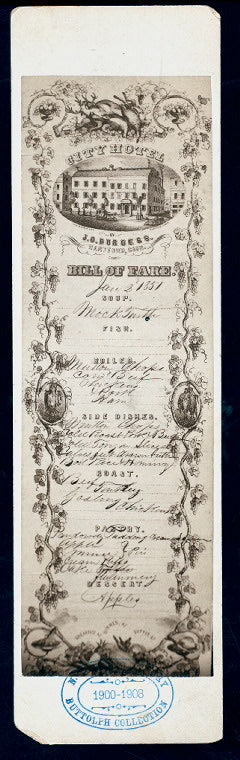 DAILY MENU [held by] CITY HOTEL [at] "HARTFORD, CT" ([HOTEL?])