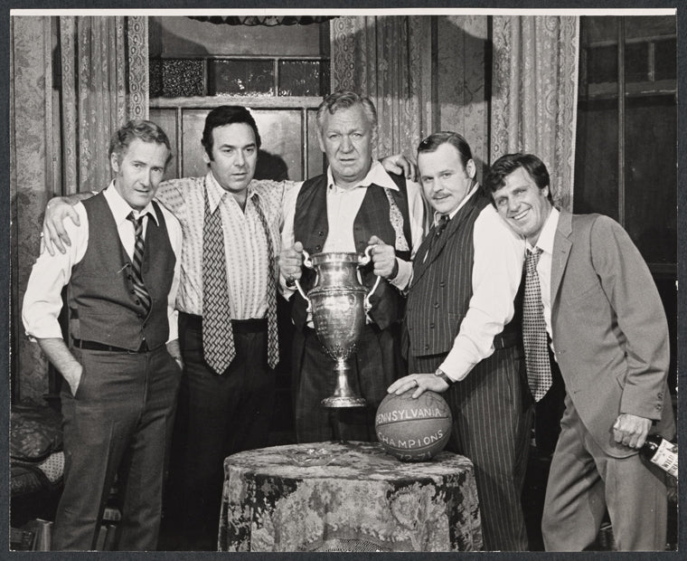 Bernie McInerney, Joseph Mascolo, Forrest Tucker, George Dzundza and Phillip R. Allen from the touring stage production That Championship Season