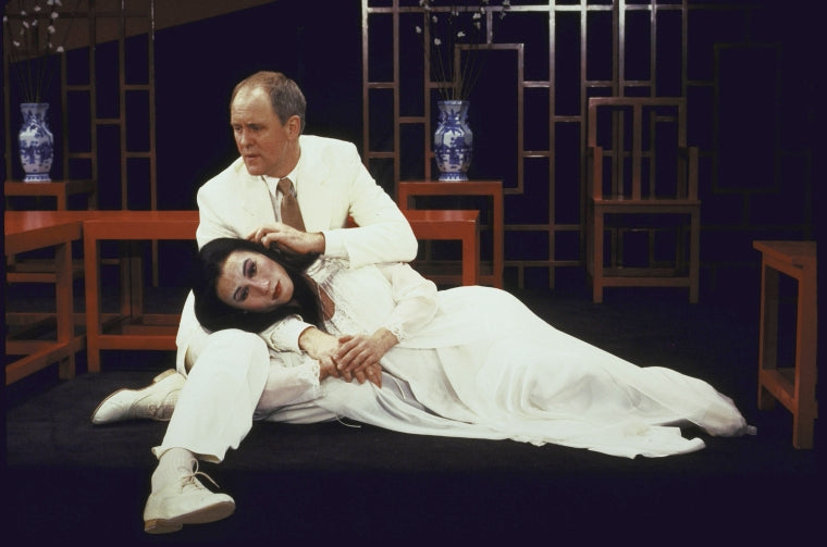 Actors (L-R) John Lithgow and B. D. Wong in a scene from the Broadway play "M. Butterfly" WASHINGTON