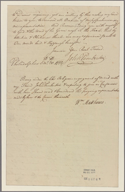 Letter to the President and Council [of Pennsylvania]
