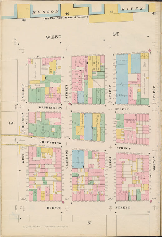 Manhattan, V. 3, Double Page Plate No. 52 [Map bounded by West St., W. 10th St., Hudson St., W. Houston St.]