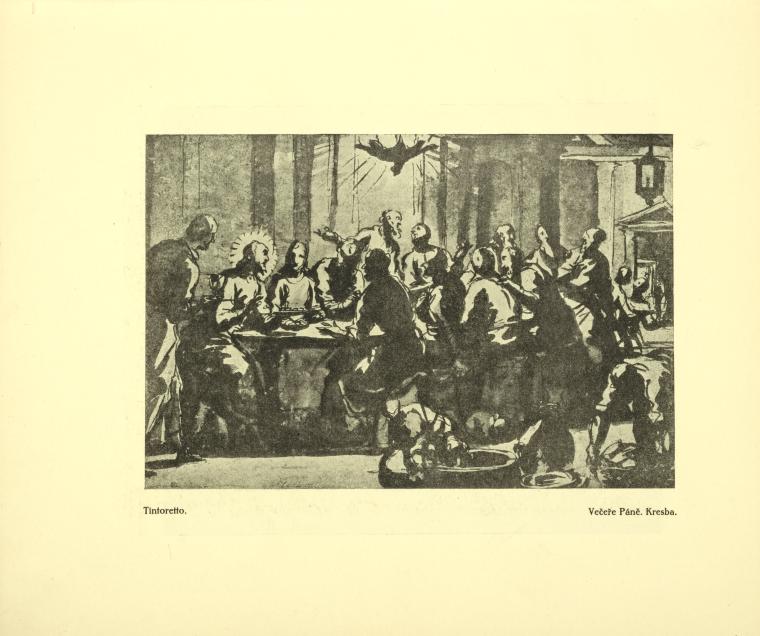Tintoretto: Večeře Páně. Kresba.