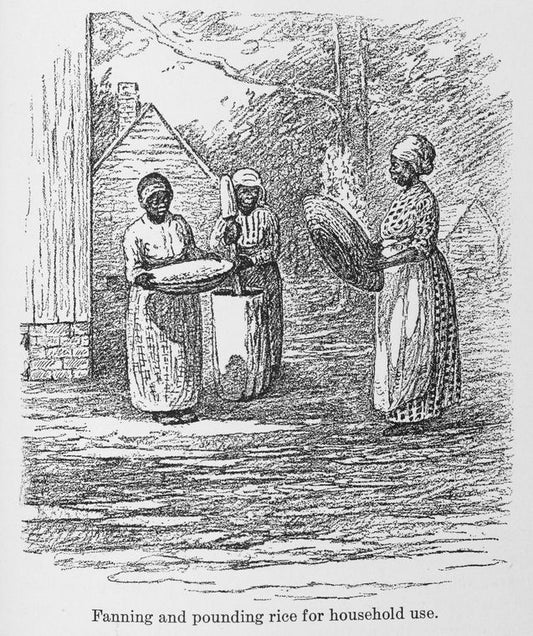 Fanning and pounding rice for household use.