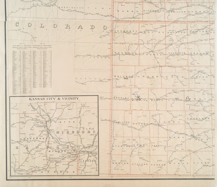 Post route map of the states of Kansas and Nebraska : showing post offices with the intermediate distances and mail routes in operation on the 1st of December, 1900