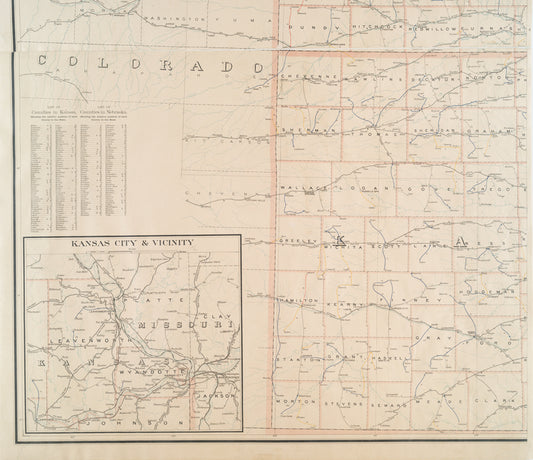 Post route map of the states of Kansas and Nebraska : showing post offices with the intermediate distances and mail routes in operation on the 1st of December, 1900