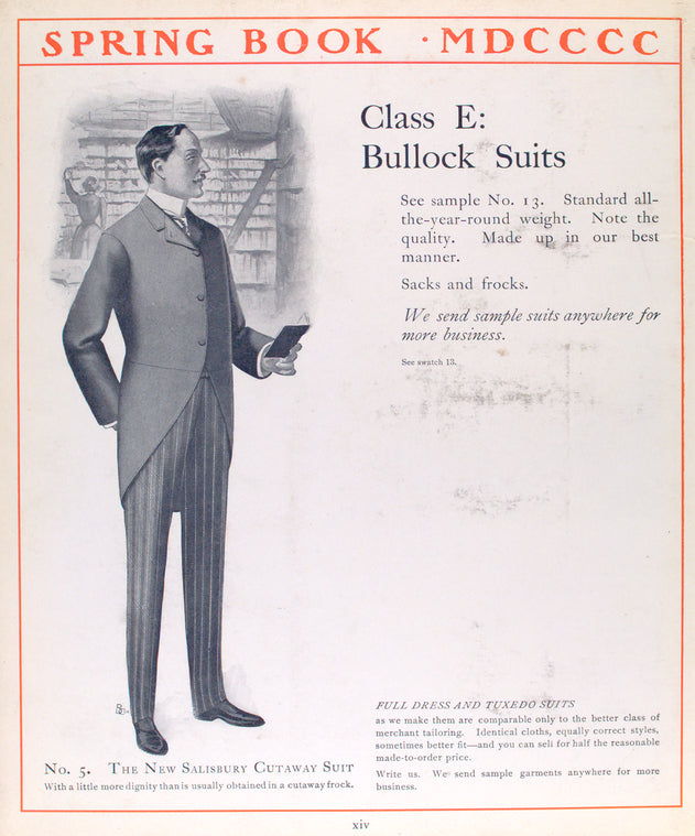 Class E: bullock suits; No. 5. The new Salisbury cutaway suit.