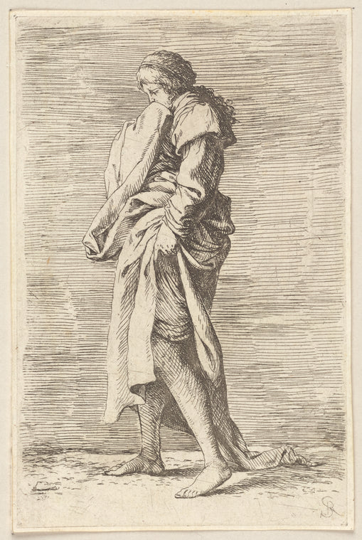 Young Woman Walking Toward the Left