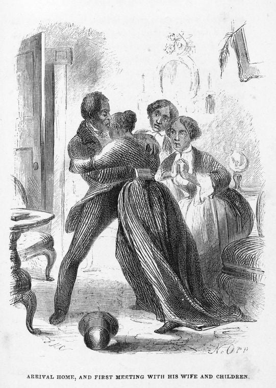 Arrival home, and first meeting with his wife and children.