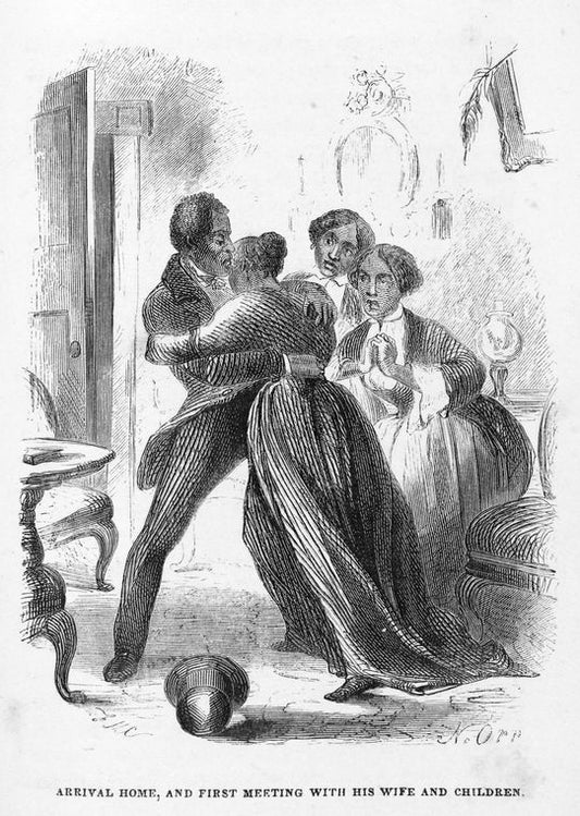 Arrival home, and first meeting with his wife and children.