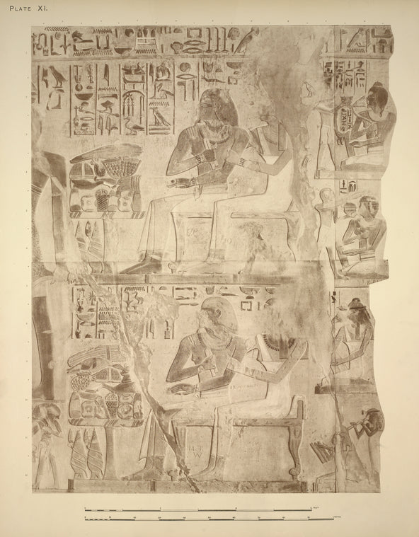 The ancestors: "chief of rowing, Ashmes," with his wife Apu (top) and Atefrura, tutor of the king's son Uazmes, and his wife Kem (bottom)