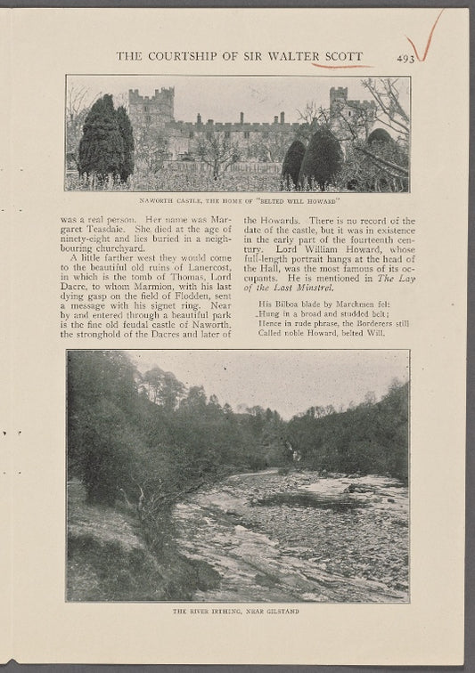 Naworth Castle, the home of "Belted Will Howard" ; The River Irthing, near Gilstand.