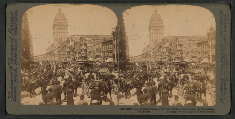 Busy Market Street of the City of the Golden Gate, San Francisco, California.