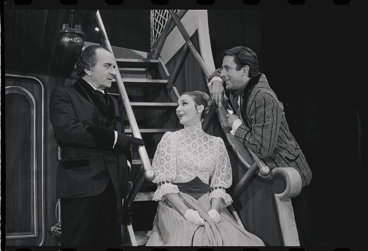Martin Gabel, Inga Swenson and Fritz Weaver in the stage production Baker Street