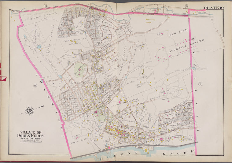 Westchester, V. 2, Double Page Plate No. 10 [Map bounded by Western Ave., Hastings, Hudson River, Irvington]