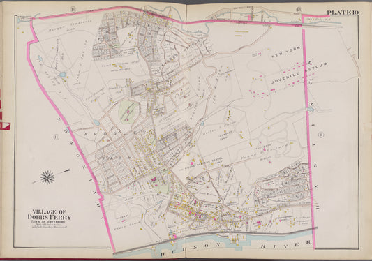 Westchester, V. 2, Double Page Plate No. 10 [Map bounded by Western Ave., Hastings, Hudson River, Irvington]