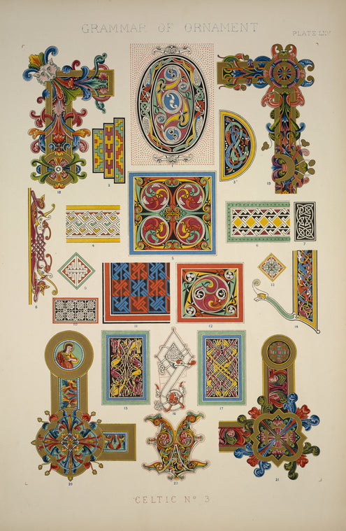 Celtic Ornament no. 3: Spiral, diagonal, zoomorphican and later Anglo-Saxon ornament.