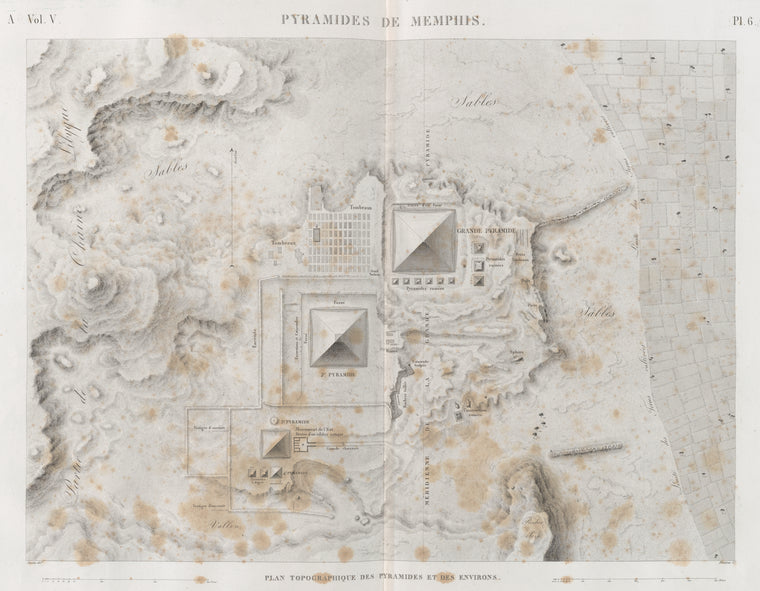 Pyramides de Memphis. Plan topographique des pyramides et des environs.