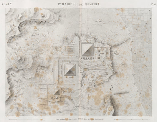 Pyramides de Memphis. Plan topographique des pyramides et des environs.