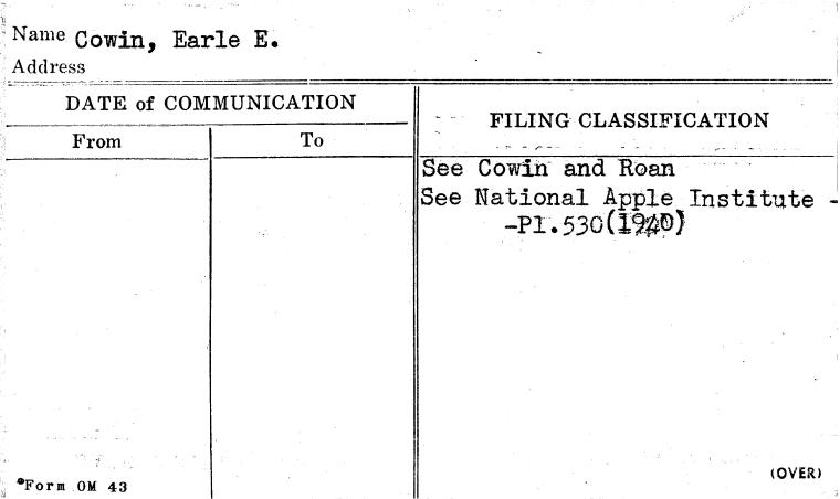 Cowin, Earle E.