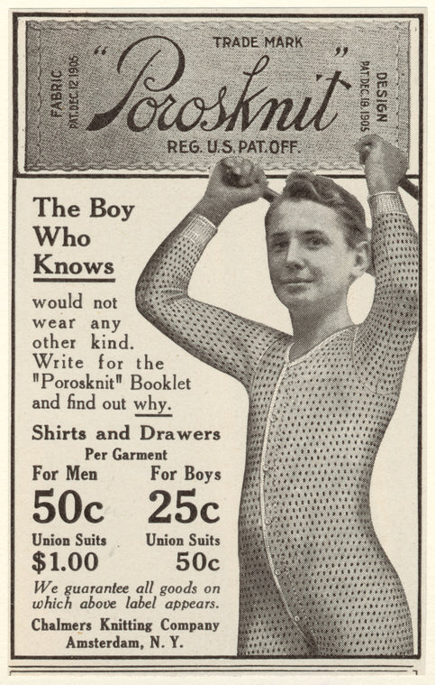 Advertisement for Porosknit underwear for men and boys