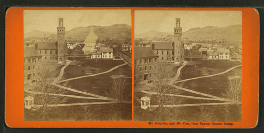 Mt. Holyoke and Mt. Tom, from Payson Church tower.