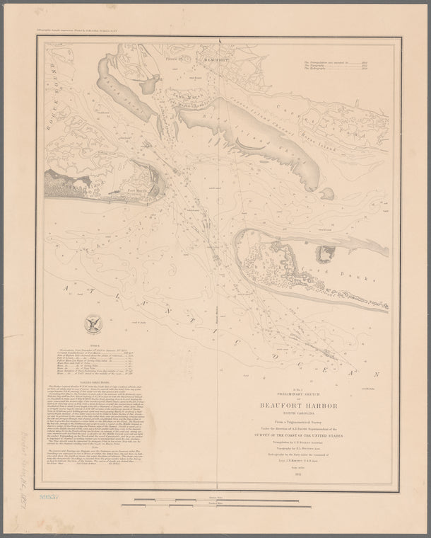 Preliminary sketch of Beaufort Harbor, North Carolina : from a trigonometrical survey under the direction of A.D. Bache, superintendent of the Survey of the Coast of the United States