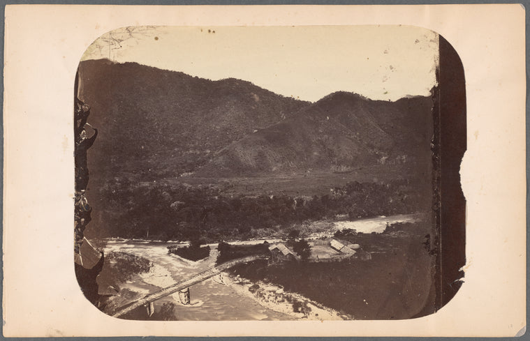 River fork with train trestle