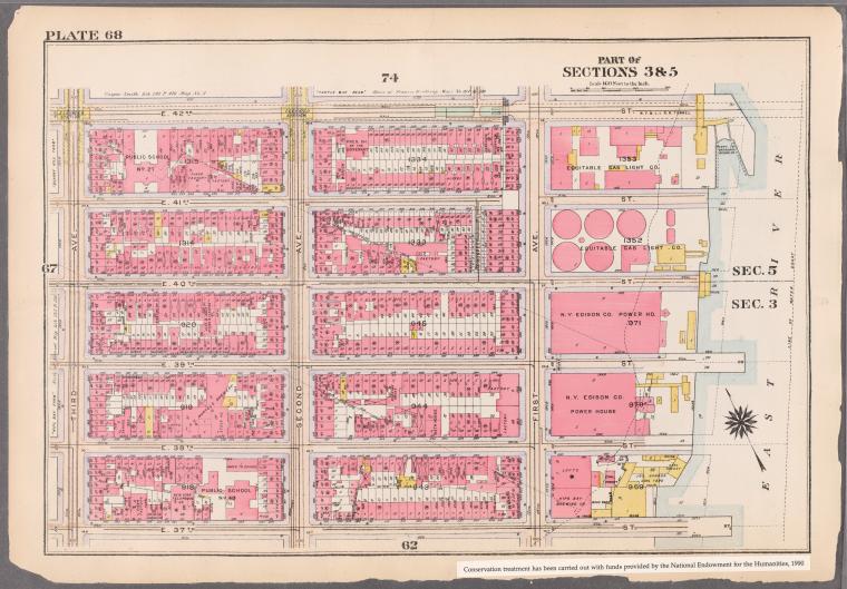 Bounded by E. 42nd Street, First Avenue (East River, Piers 87-91), E. 37th Street, and Third Avenue