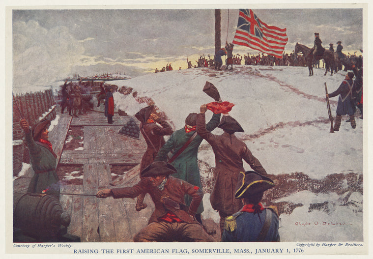 Raising the first American Flag, Somerville, Mass., January 1, 1776