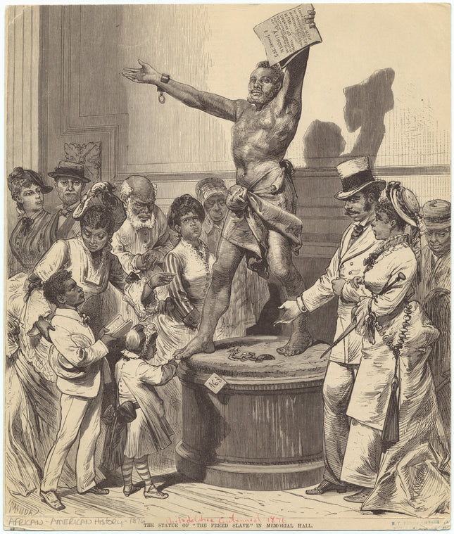 The statue of "The freed slave" in Memorial Hall