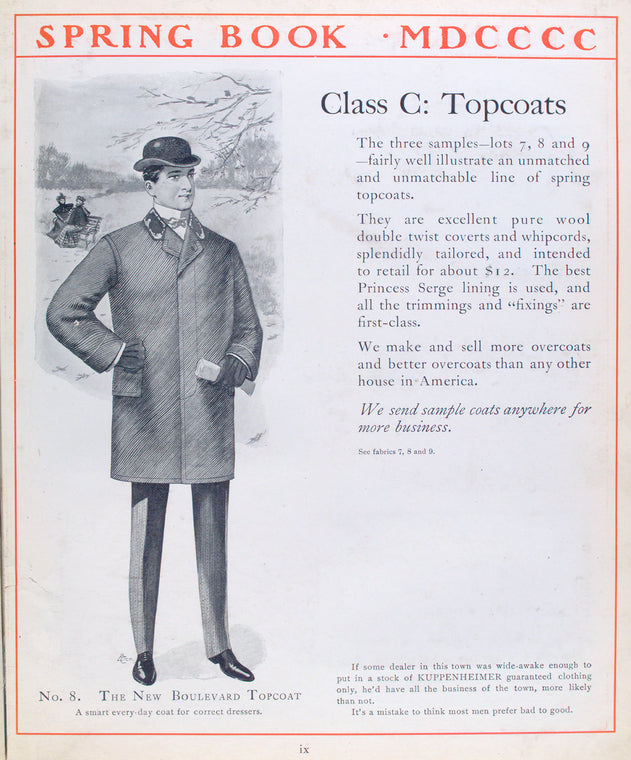 Class C: topcoats; No. 8. The new Boulevard topcoat.