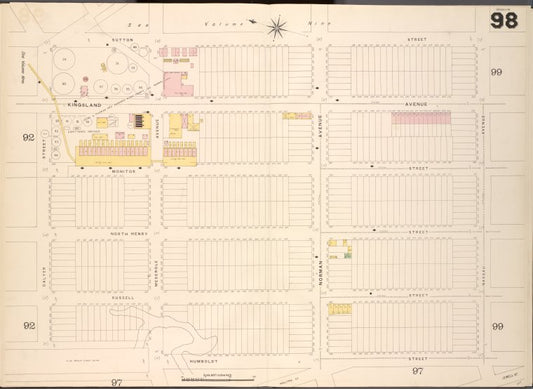 Brooklyn V. 4, Double Page Plate No.98 [Map bounded by Sutton St., Nassau Ave., Humboldt St., Calyer St.]