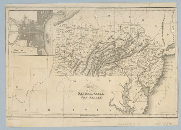 Map of the states of Pennsylvania and New Jersey
