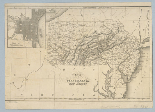 Map of the states of Pennsylvania and New Jersey