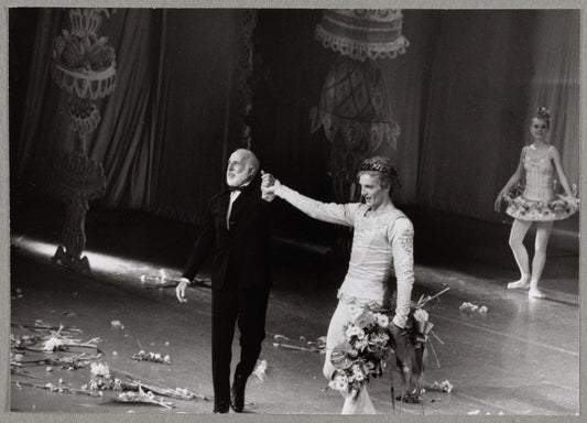 Jerome Robbins and Peter Martins at a curtain call for The Nutcracker