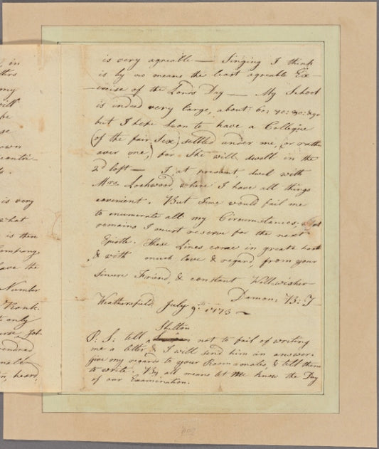 Letter to Nathan Hale, Yale College [New Haven]