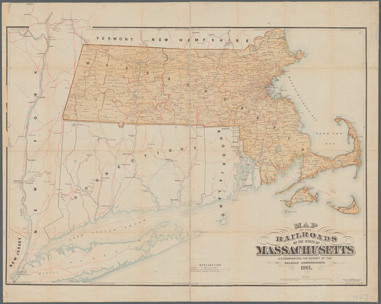 Map of the railroads of the state of Massachusetts: accompanying the report of the railroad commissioners : 1887