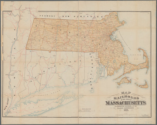Map of the railroads of the state of Massachusetts: accompanying the report of the railroad commissioners : 1887